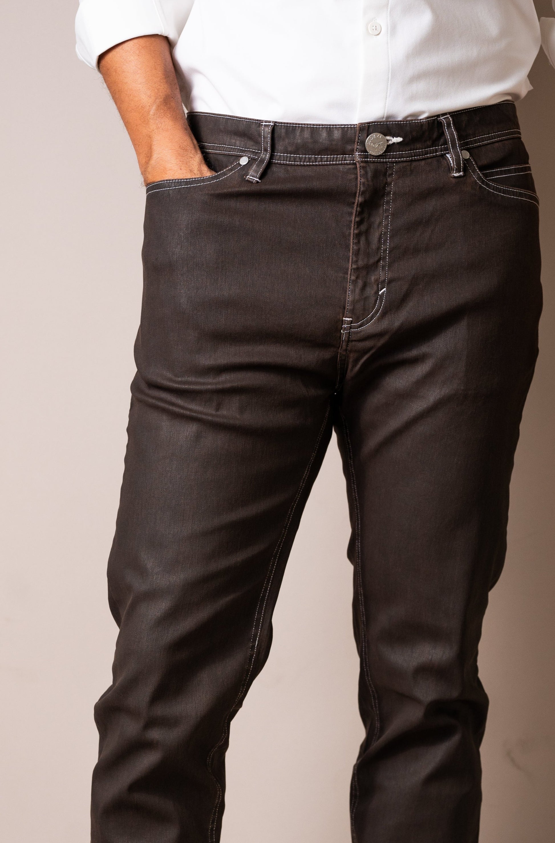 Stretch Slim Leather Effect Pant