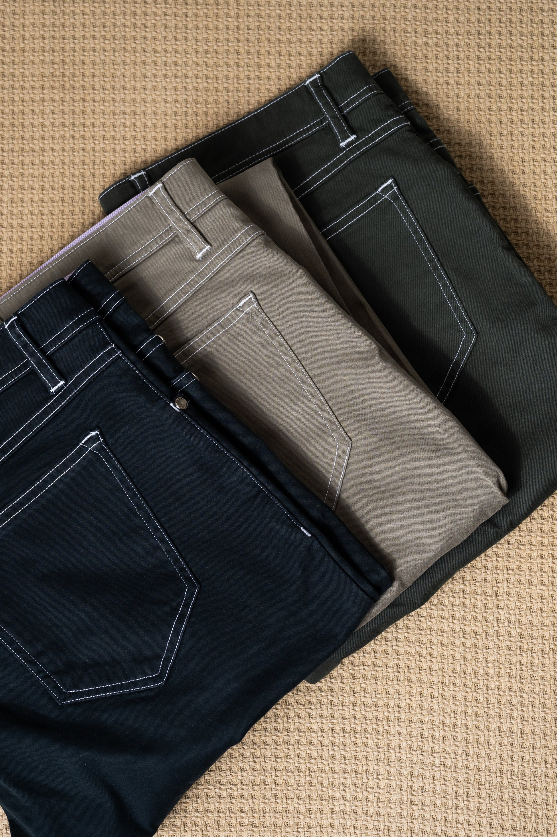 Slim Contrast Stitch Pants 30 Verde